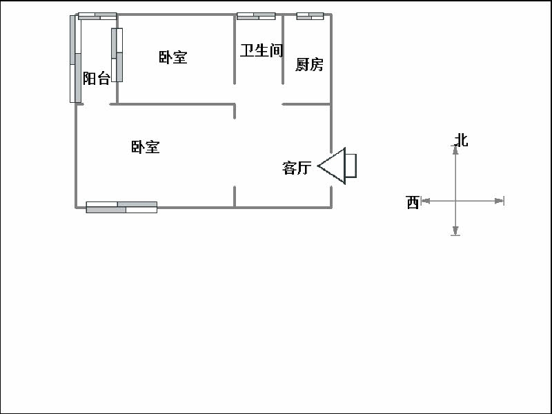 和平路371号（工商银行楼）  2室1厅1卫   800.00元/月室内图1