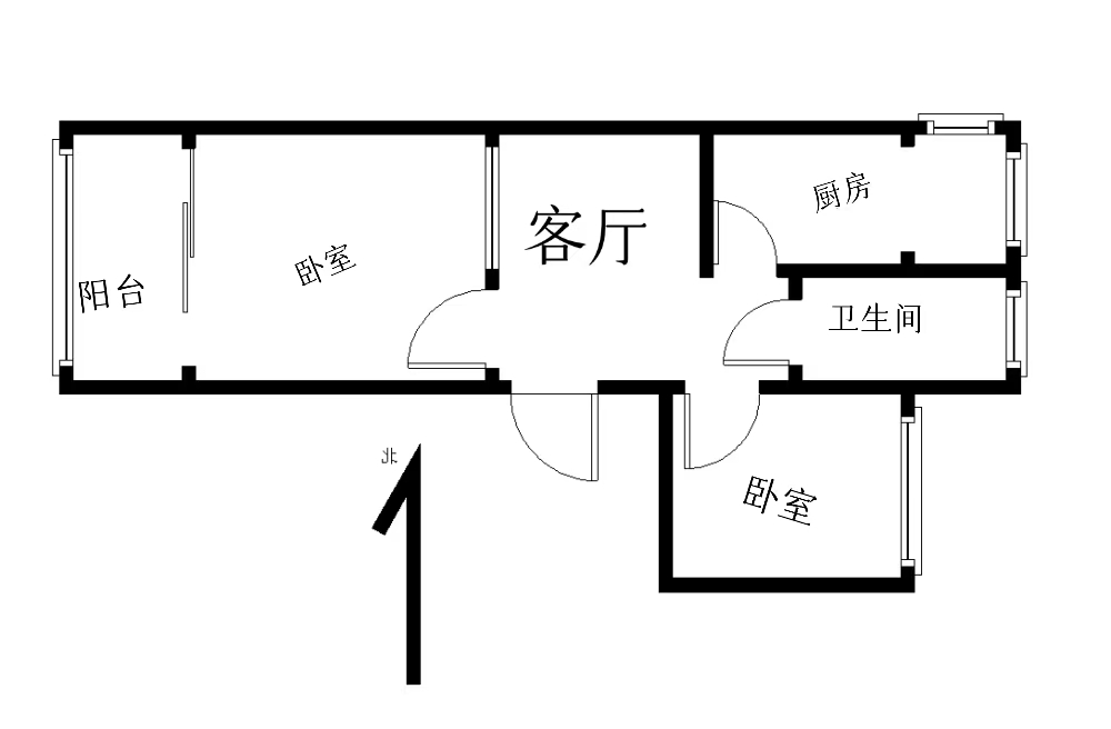 邯山南大街乙130号院(邯山南大街130号)  2室1厅1卫   27.00万室内图