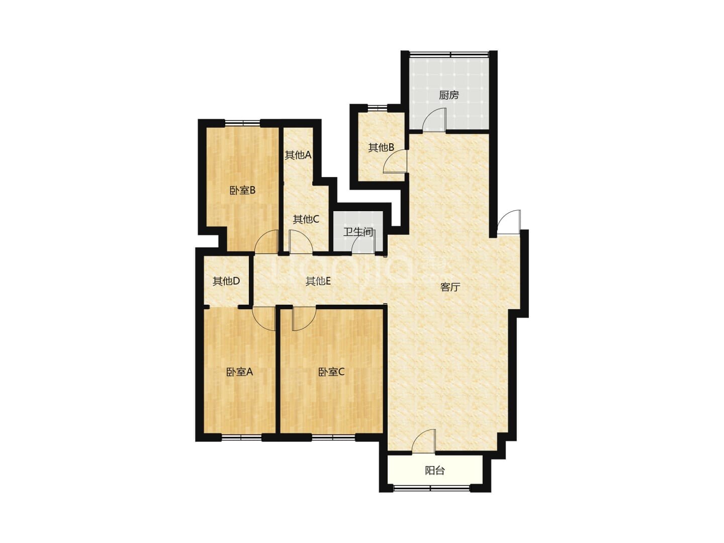 裕康小区  3室2厅1卫   110.00万室内图