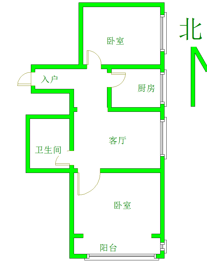 华煌芯城  2室1厅1卫   76.00万户型图