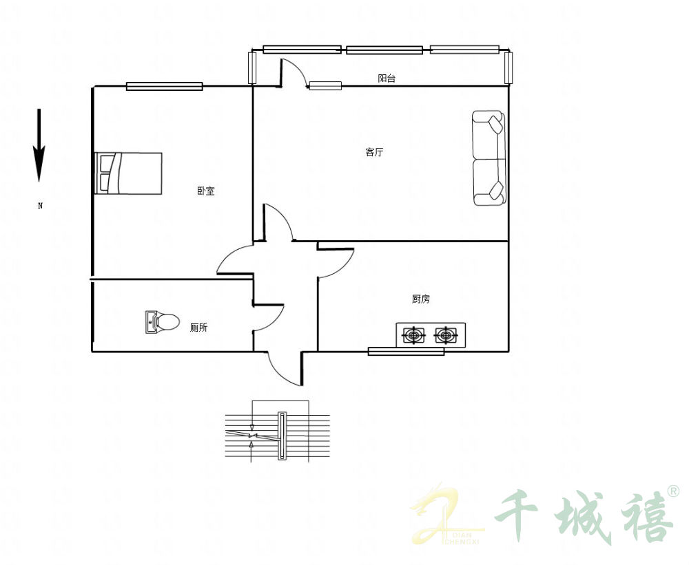 政法家属院  2室1厅1卫   37.50万户型图