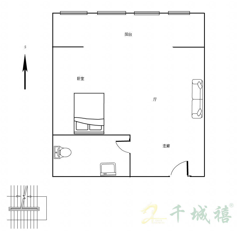 四季花城  1室1厅1卫   18.00万户型图