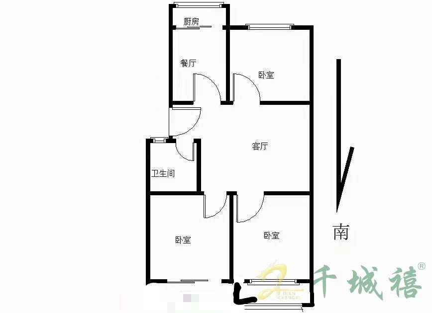 中华南4号院  3室2厅1卫   1200.00元/月室内图1