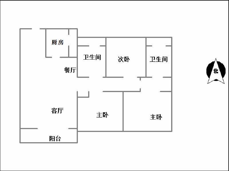 恒大翡翠华庭  2室2厅2卫   175.00万户型图