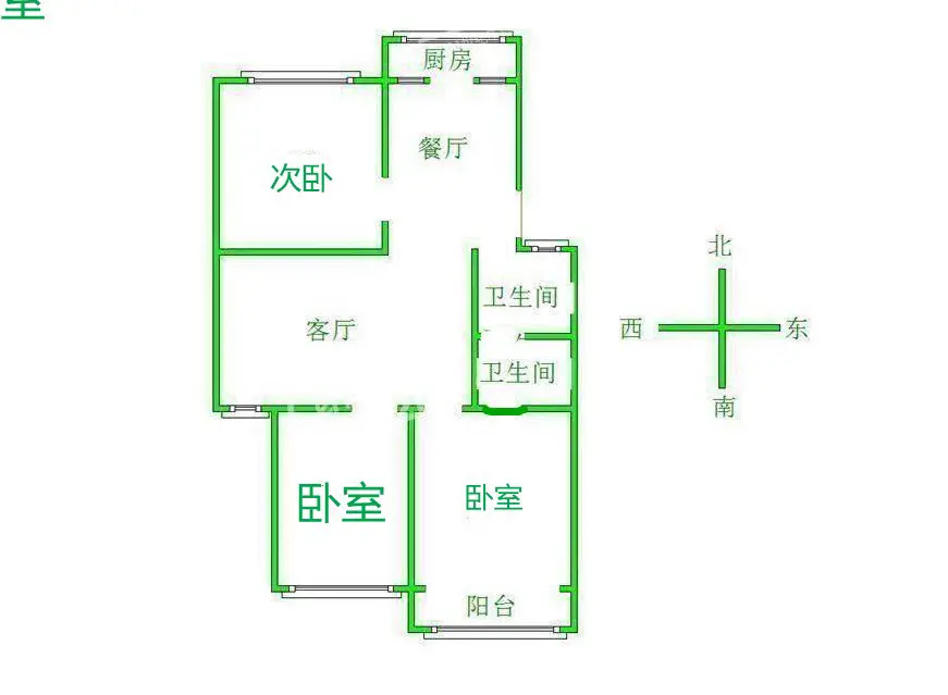 政通小区  3室2厅2卫   165.00万室内图