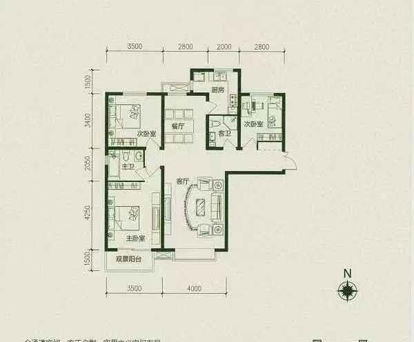 赵都新城景和园  3室2厅2卫   120.00万室内图