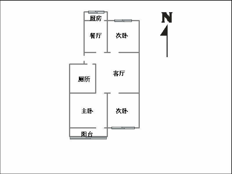 创鑫三期（阳光嘉园，东柳东街69号）  3室2厅1卫   1500.00元/月户型图