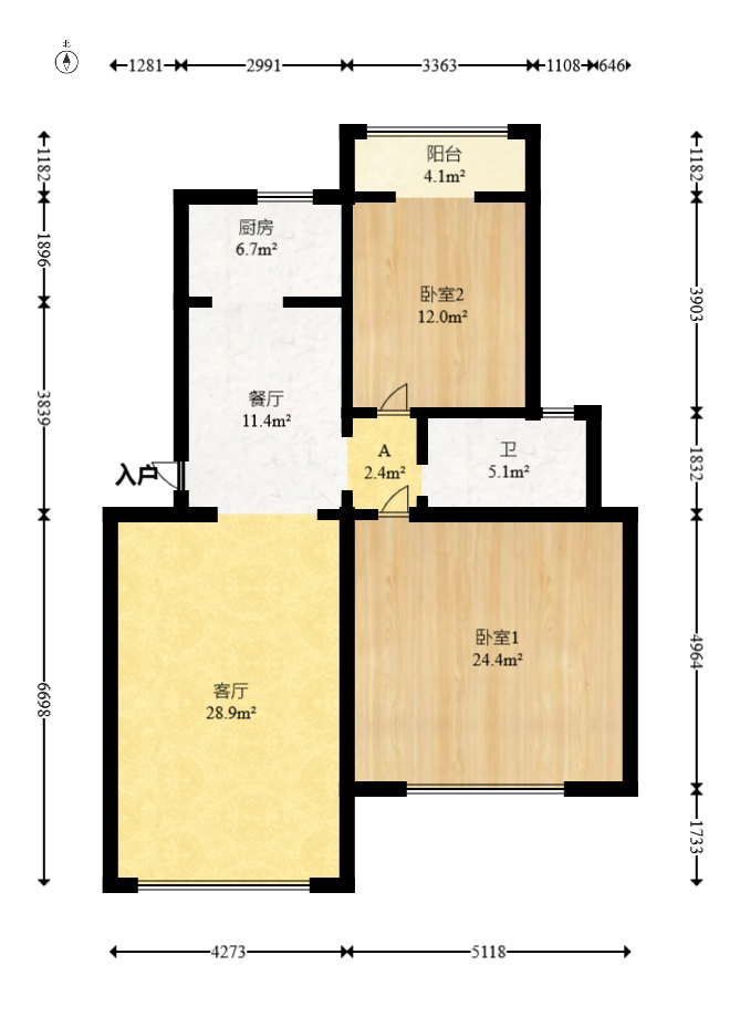 丽江翠园  2室2厅1卫   65.00万室内图1