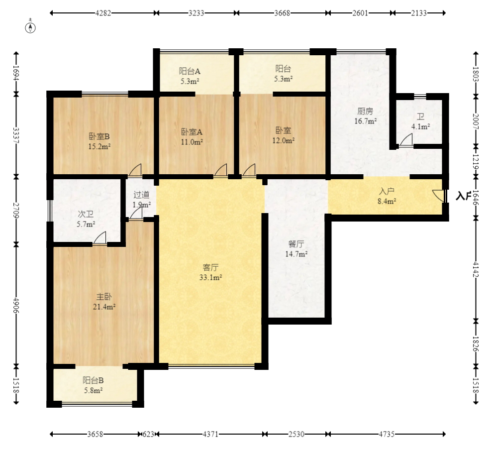 星邮公寓  4室2厅2卫    117.6万 星邮公寓  4室2厅2卫    117.6万户型图