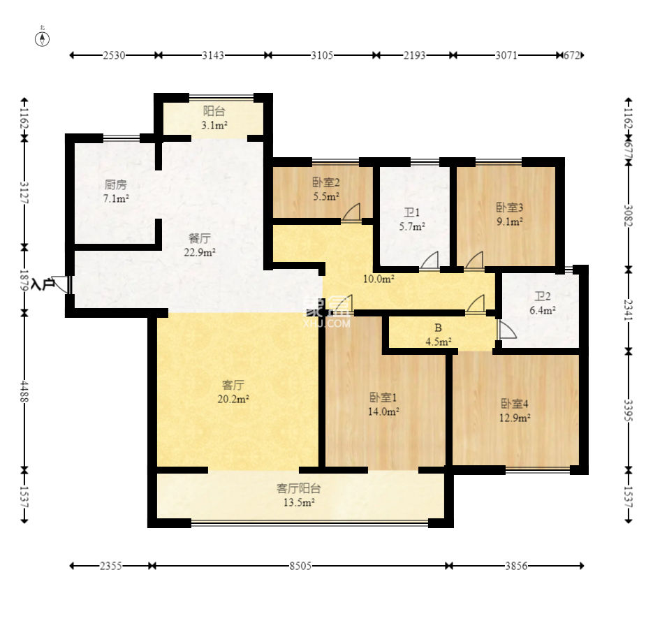 中建钰和城  4室2厅2卫   210.00万