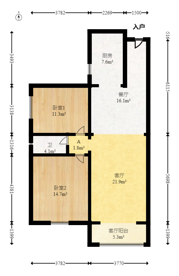 上峰苑(兰亭玥岛) 2室2厅1卫 72.0万 上峰苑(兰亭玥岛) 2室2厅1卫 72.0万户型图