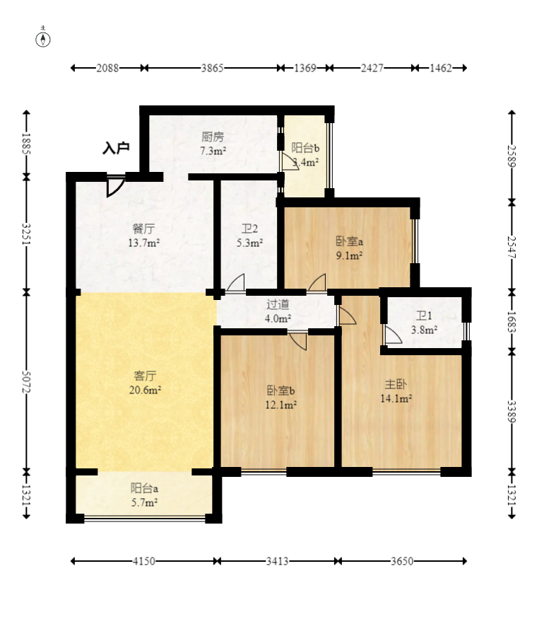 红建滨水铭城 3室2厅2卫 58.8万 红建滨水铭城 3室2厅2卫 58.8万户型图