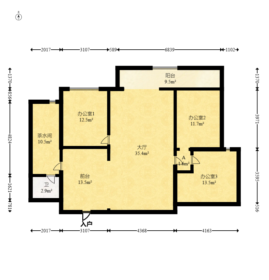 建安新商汇  3室1厅1卫   128.00万室内图1