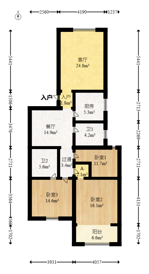 鑫湘佳园 3室2厅2卫 80.0万 鑫湘佳园 3室2厅2卫 80.0万户型图