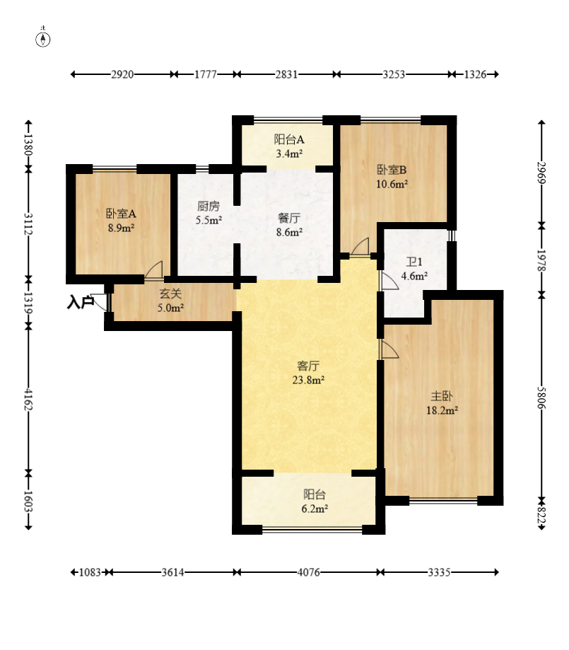 南山十里天池 3室2厅2卫 88.0万 南山十里天池 3室2厅2卫 88.0万户型图
