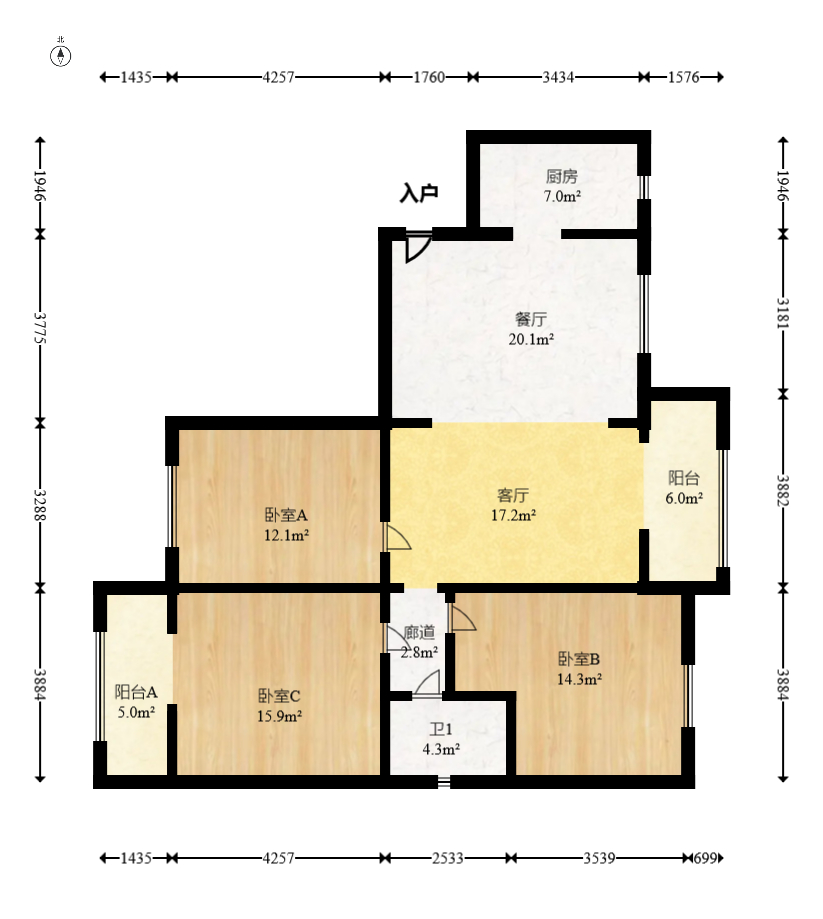 中建麓山和苑  3室2厅1卫   68.80万室内图1