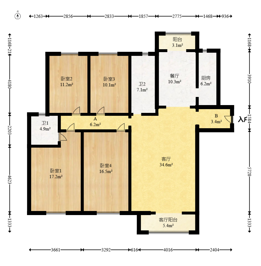 克拉美丽山庄(晟领国际) 4室2厅2卫 140.0万 克拉美丽山庄(晟领国际) 4室2厅2卫 140.0万户型图