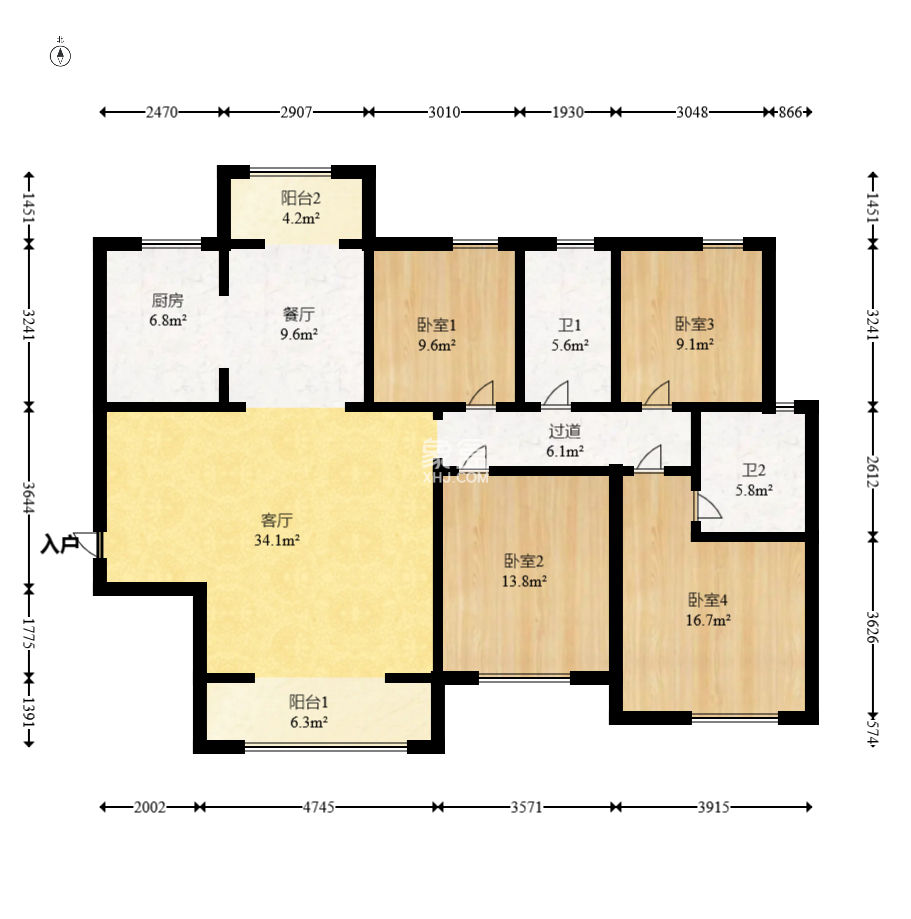 顺舟旺城  4室2厅2卫    103.0万