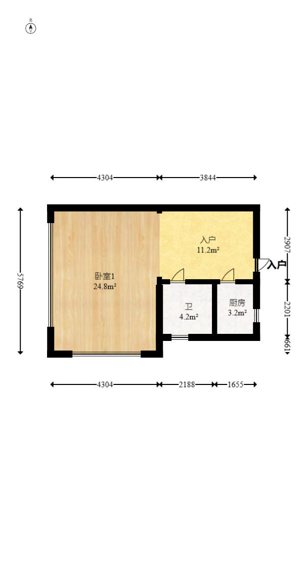 万科紫台  1室1厅1卫   59.80万室内图1