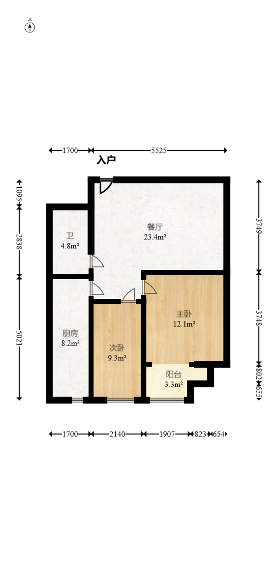 北辰三角洲E4区 2室2厅1卫 76.0万 北辰三角洲E4区 2室2厅1卫 76.0万户型图