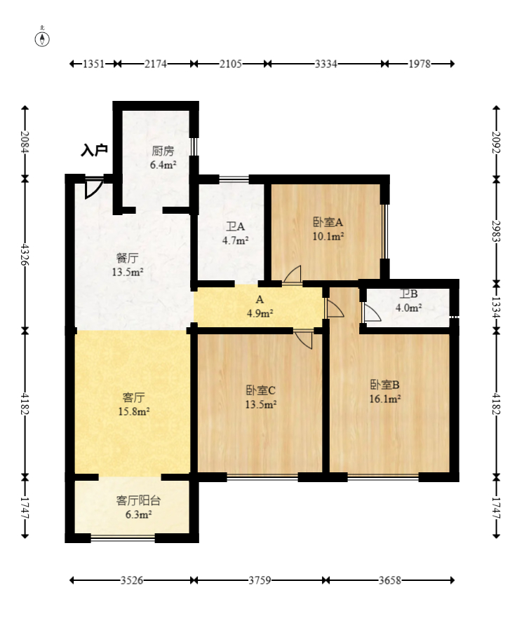 钰龙天下二期（钰龙佳园）  3室2厅2卫   252.00万室内图1