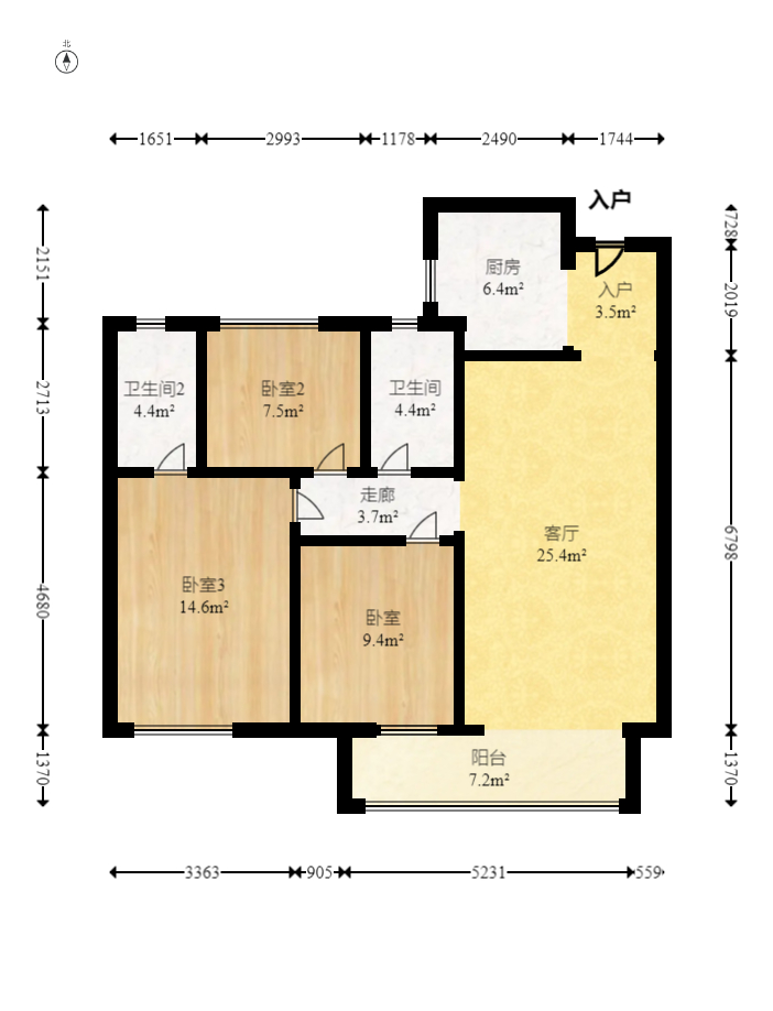 华远碧桂园海蓝城 3室2厅2卫 79.0万 华远碧桂园海蓝城 3室2厅2卫 79.0万户型图
