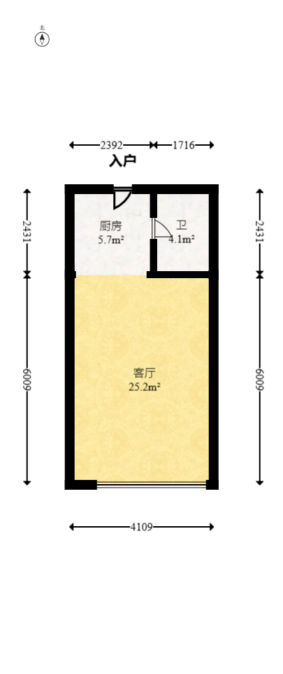 达美D6区  1室1厅1卫   30.00万室内图1