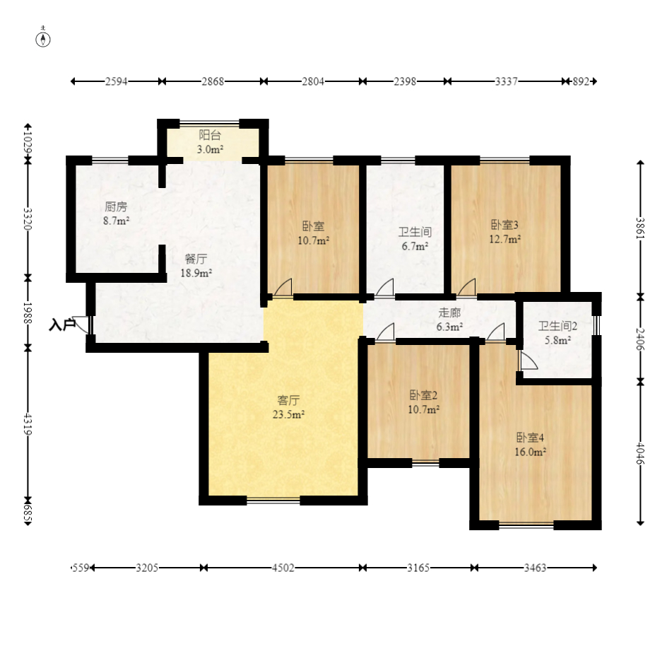广悦星苑润园  4室2厅2卫   94.00万室内图1