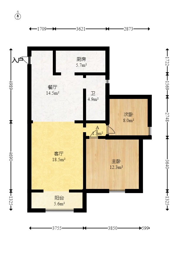 蓝山郡  2室2厅1卫    60.0万室内图1
