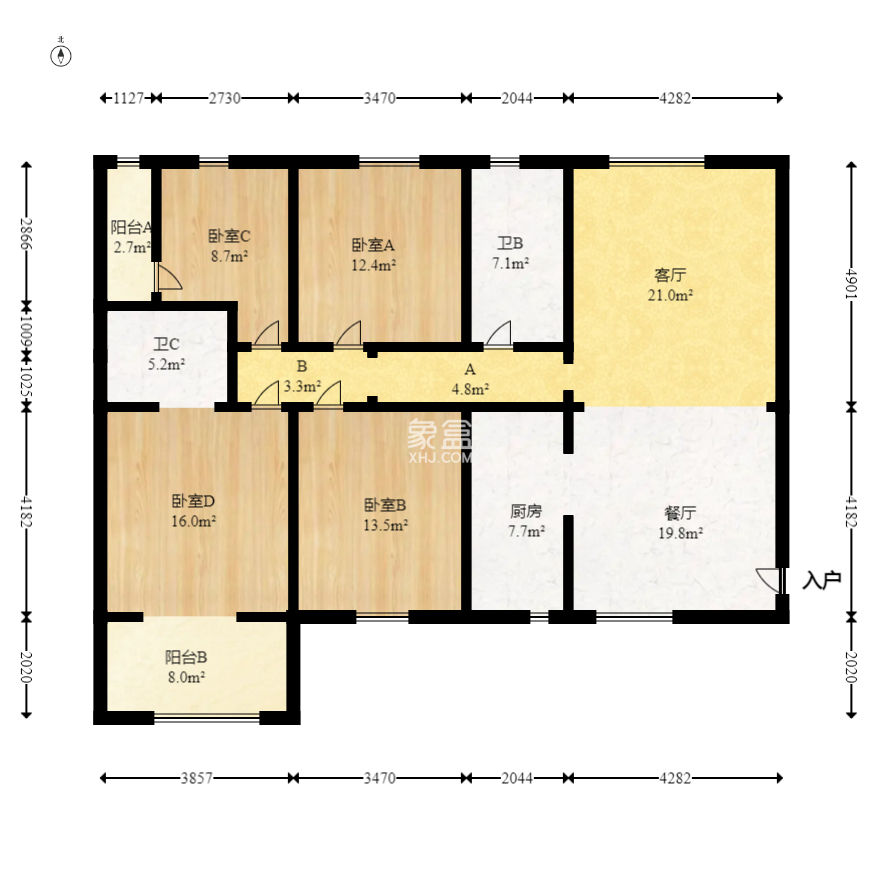 华盛世纪新城  4室2厅2卫    110.0万