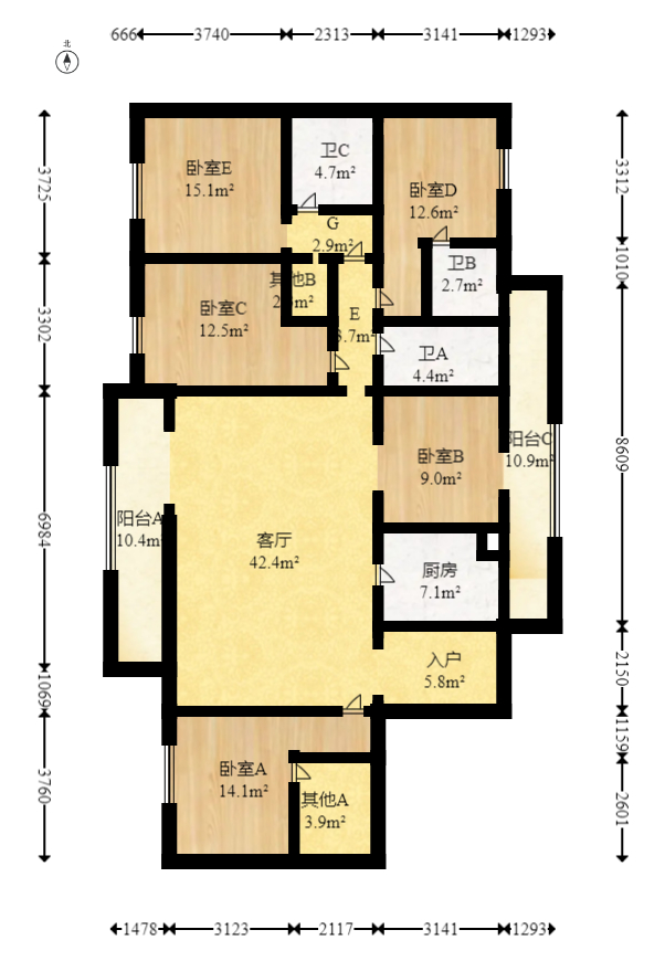 融创会展上东区  5室2厅3卫    176.0万 融创会展上东区  5室2厅3卫    176.0万户型图
