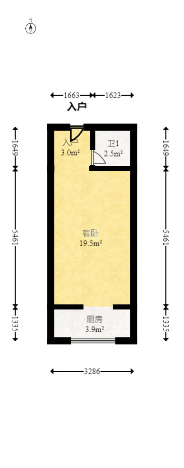 明昇壹城（明昇时代广场）二期  1室1厅0卫   1500.00元/月室内图1
