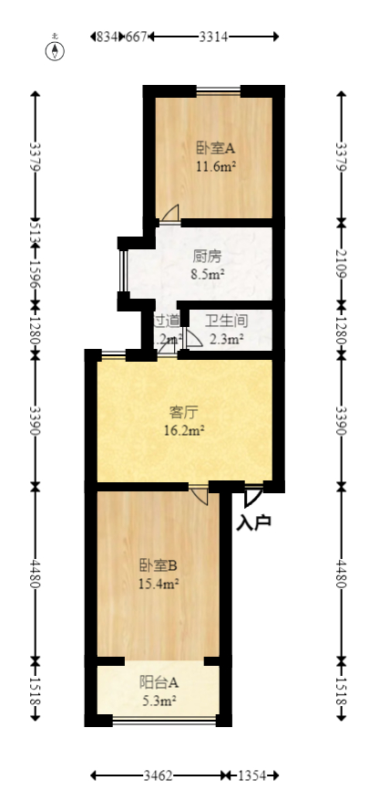 向东南社区  2室1厅1卫   46.00万室内图1