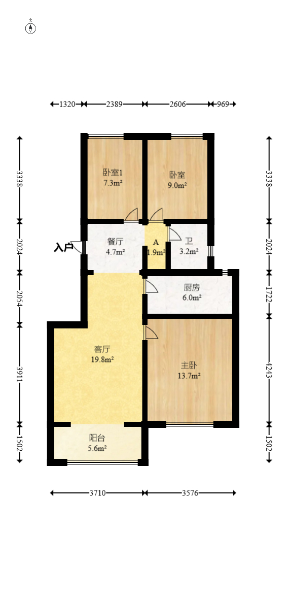 保利金香槟  3室2厅1卫   80.00万室内图1