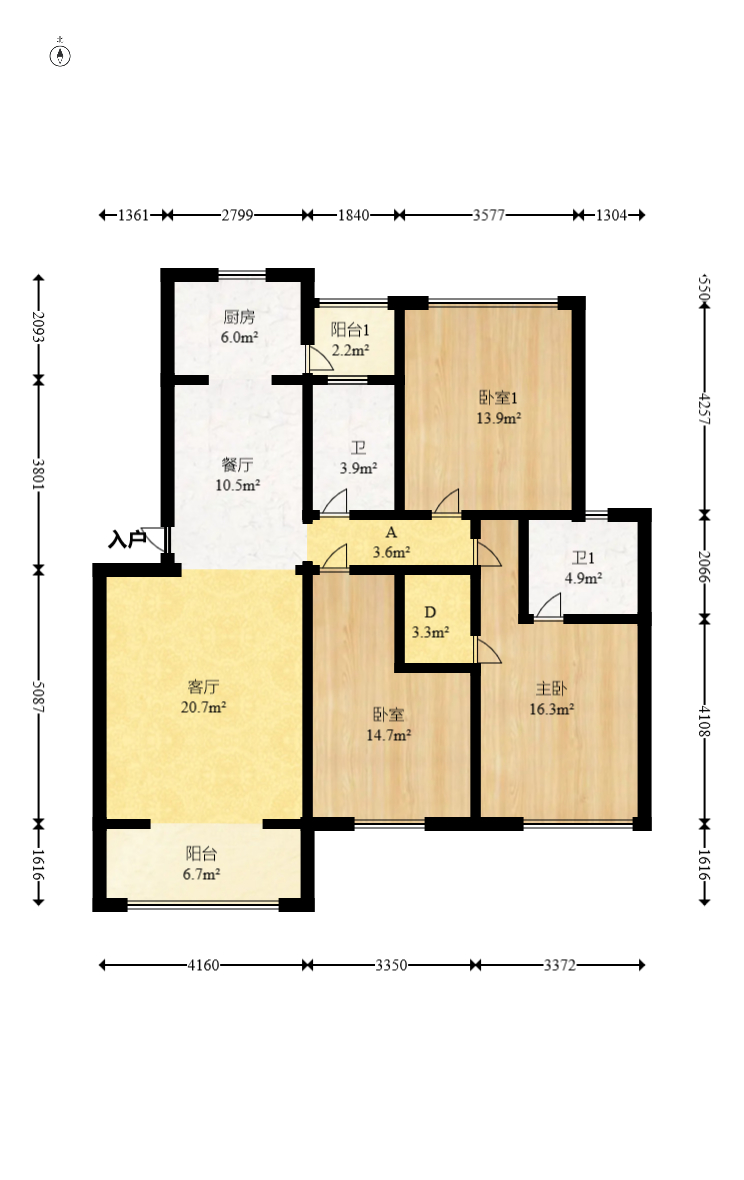 山水湾  3室2厅2卫   95.00万室内图1