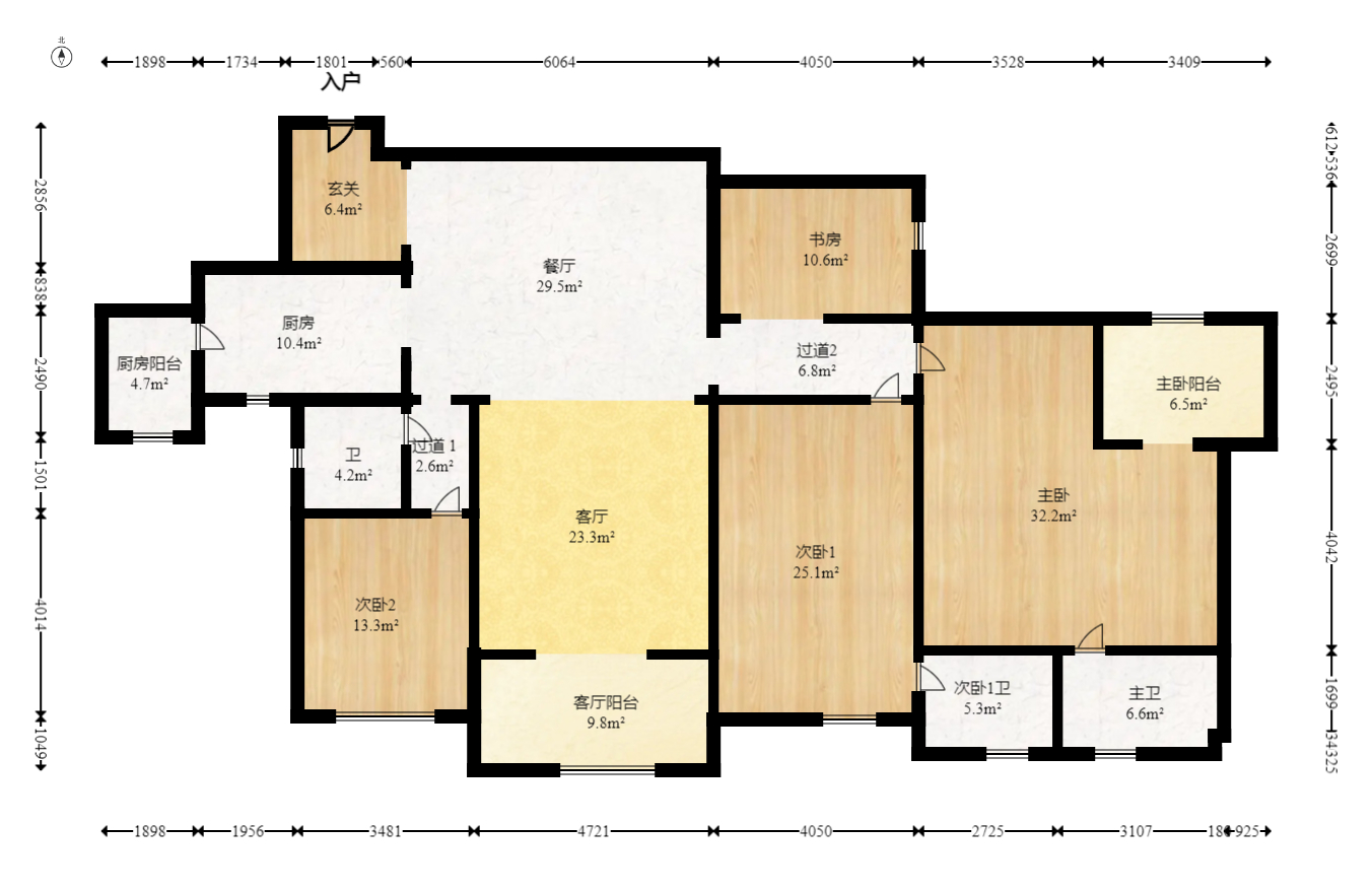湘江壹号一二三期（创远湘江壹号）  4室2厅3卫    228.0万室内图1