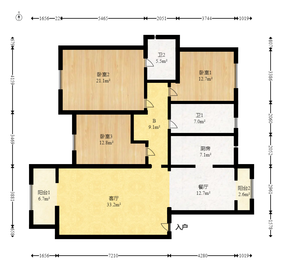 丽景华庭 3室2厅2卫 58.8万 丽景华庭 3室2厅2卫 58.8万户型图