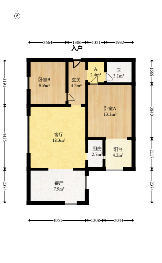 才子佳苑一期/二期  2室2厅1卫   49.00万室内图1