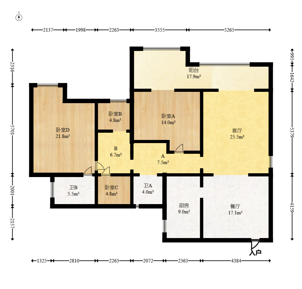 华盛新外滩 3室2厅2卫 150.0万 华盛新外滩 3室2厅2卫 150.0万户型图