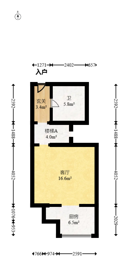 富兴时代御城  2室1厅1卫   85.00万室内图1