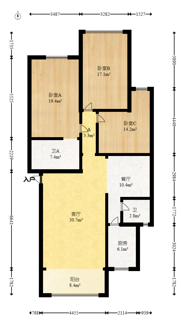 麓谷雅园  3室2厅2卫   69.80万室内图1