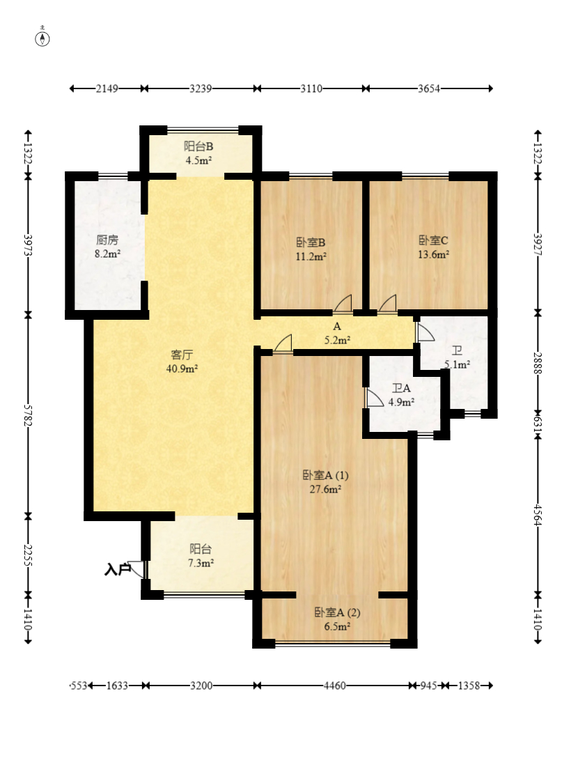 沁园春御院  3室2厅2卫    185.0万室内图1