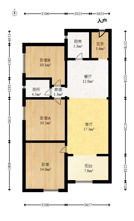 万科白鹭郡  3室2厅1卫   109.00万室内图1