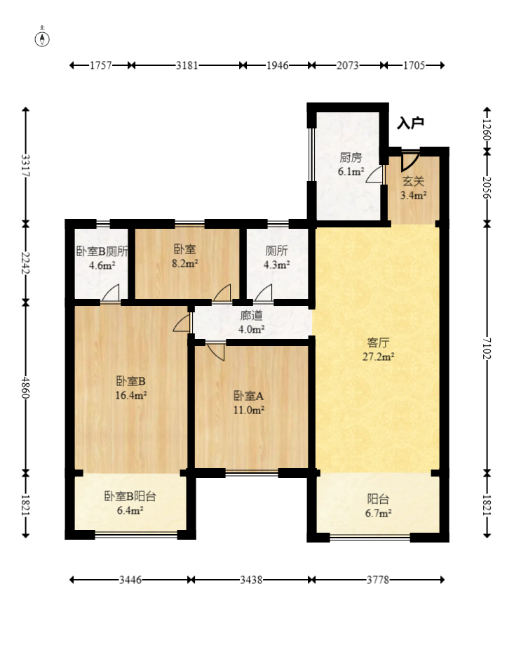 保利天汇  3室2厅2卫   169.00万室内图1