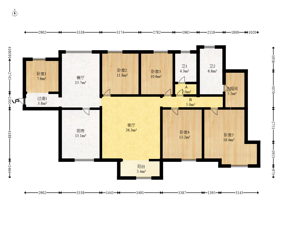 勤诚达新界 4室2厅2卫 125.0万 勤诚达新界 4室2厅2卫 125.0万户型图