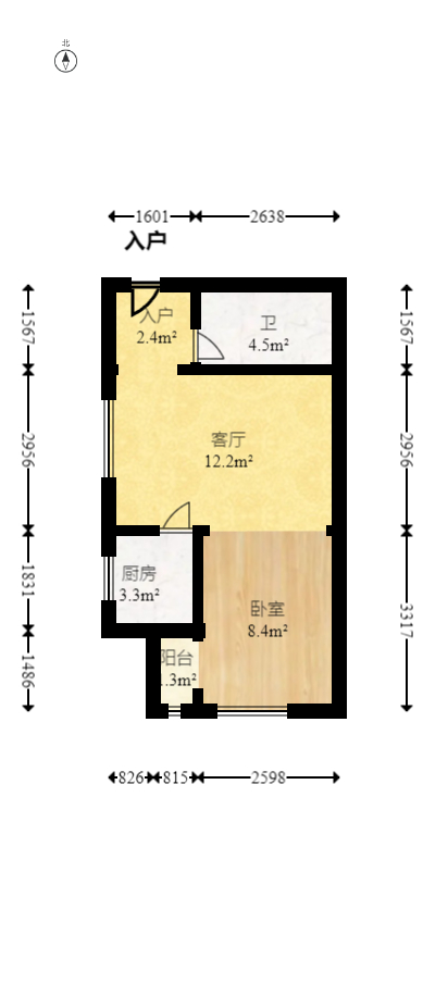 第六都（陆都小区）  1室1厅1卫    42.8万室内图1