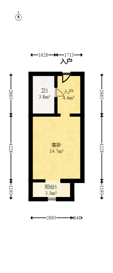 明昇壹城（明昇时代广场）二期  1室0厅0卫   45.00万室内图1