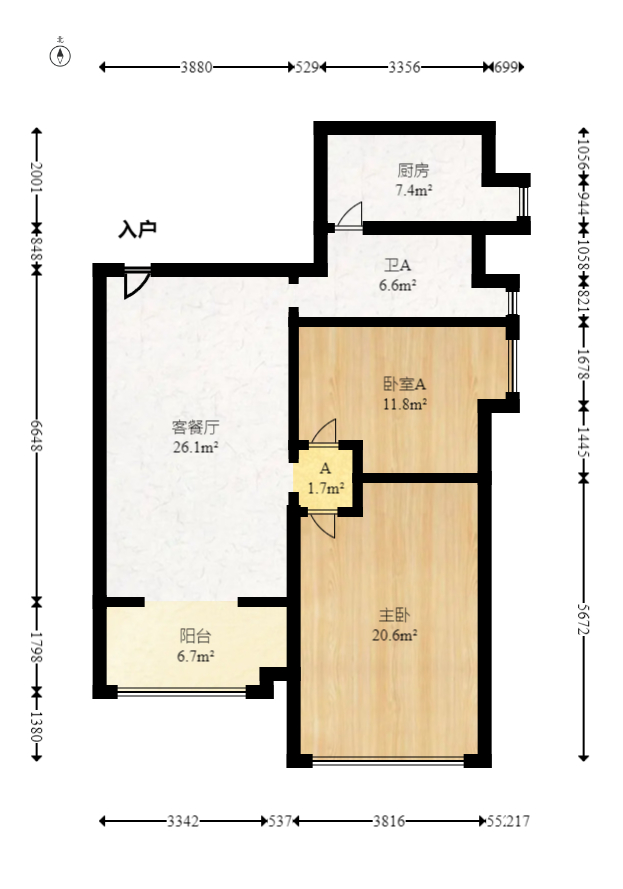 麓山才苑  2室2厅1卫   100.00万室内图1