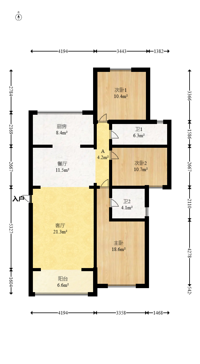 幸福里（幸福里一期）  3室2厅2卫    89.8万室内图1