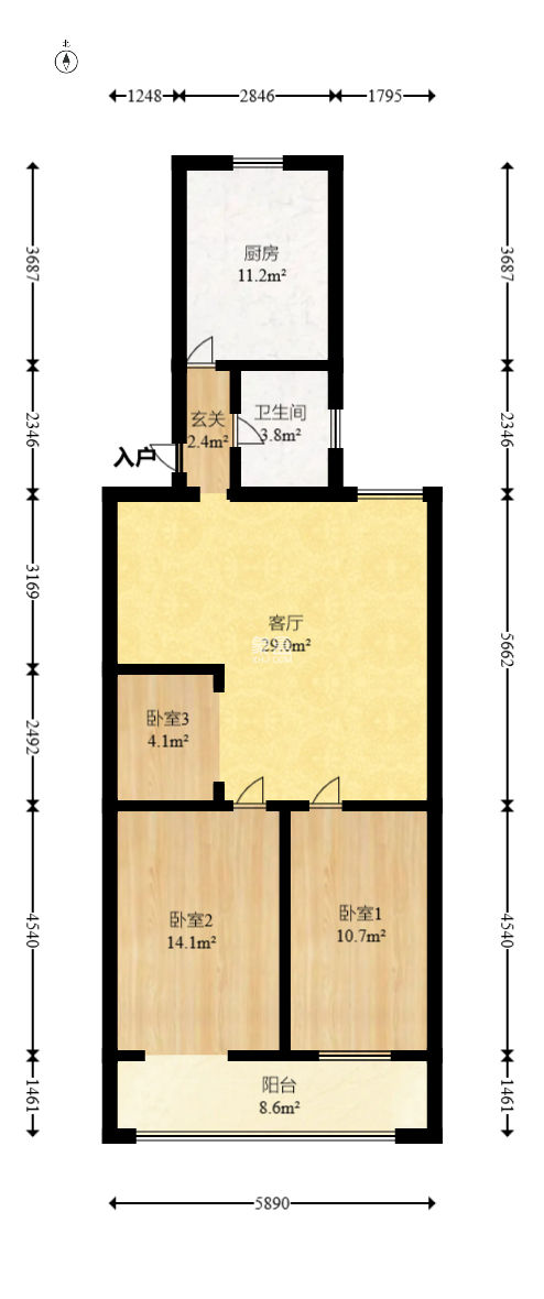 金三角花園  3室2廳1衛(wèi)   43.80萬